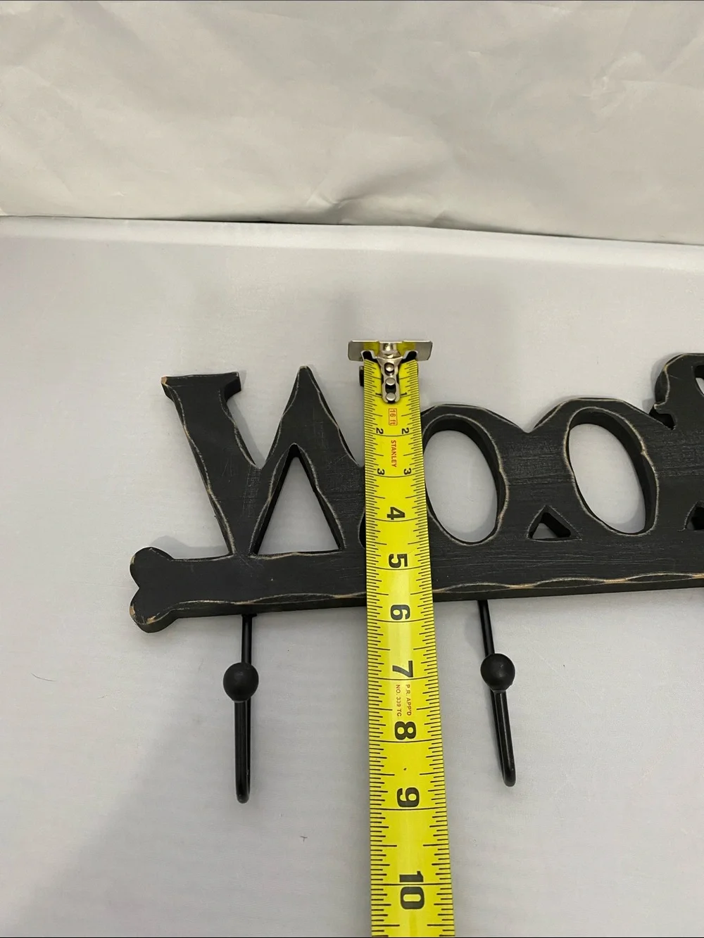 Woof Wall Hook Rack in Distressed Black - Home Wall Decor